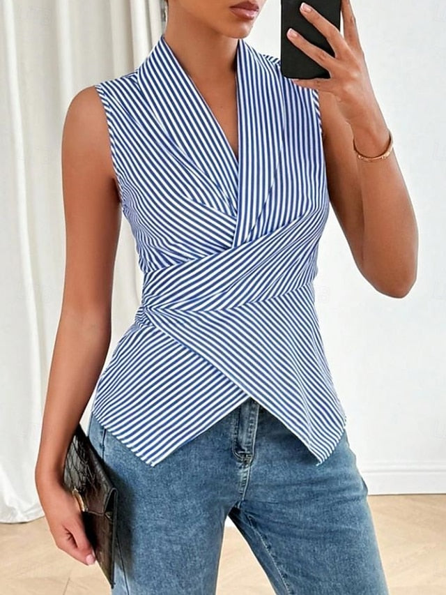 Women's T Shirt Tee Top Print Striped Fashion Stylish