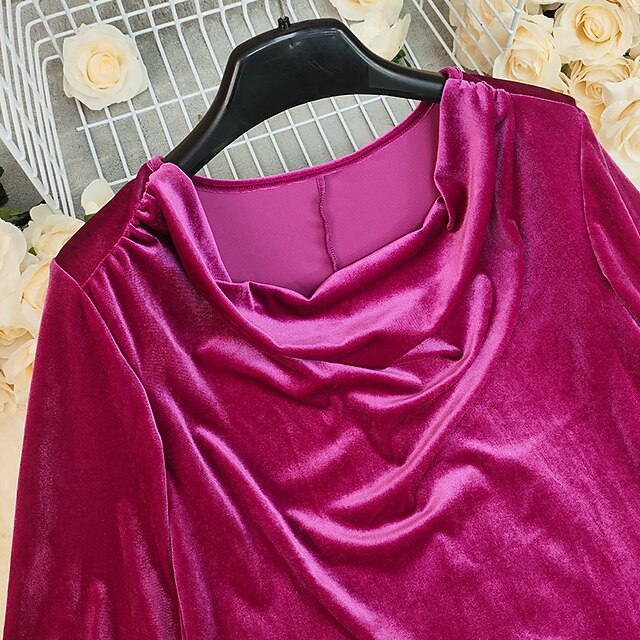 Women's Shirt Elegant Dressy Satin Top Ruched Plain Vintage