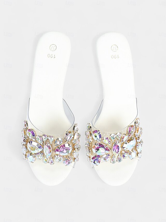 Women's Clear – Embellished Platform Heels Rhinestone