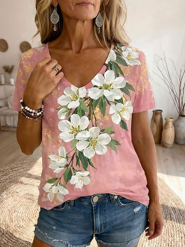 Women's T Shirt Print Floral Graphic Plants Bohemia Vintage