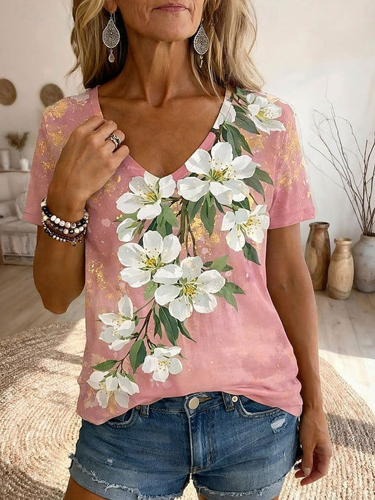 Women's T Shirt Print Floral Graphic Plants Bohemia Vintage