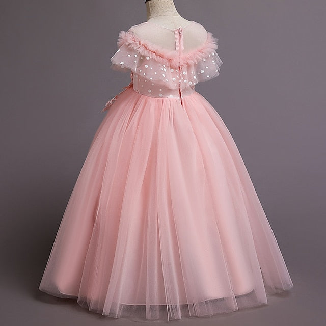Kids Party Solid Girls' Flower Girl Dress Color