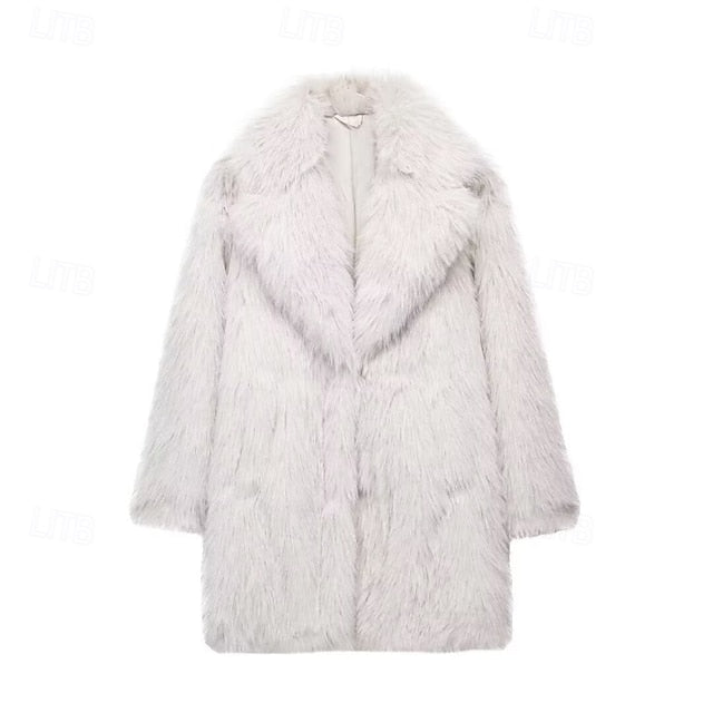 Fur Pocket Women's Furs Coat Faux Comfortable Warm