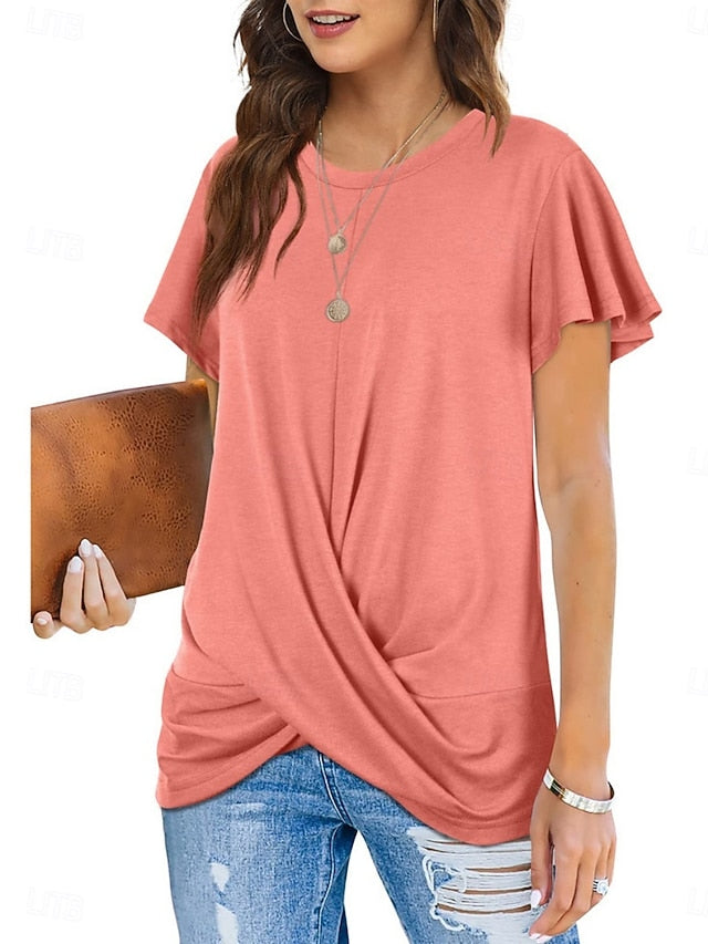 Women's T Shirt Solid Color Plain Classic Modern Casual
