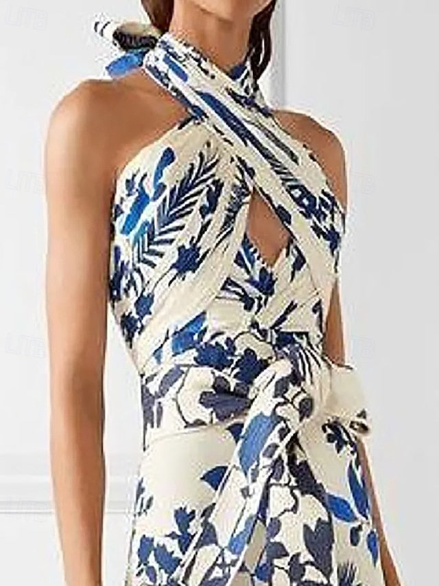 Women's Long Dress Maxi Dress Floral Dress Halter Neck