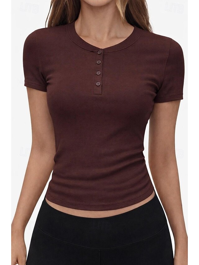 Women's Petite Sports T-Shirt Slim fit top Curved Hem Solid