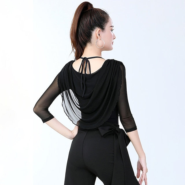 Latin Dance Activewear Top Pure Color Splicing Women's