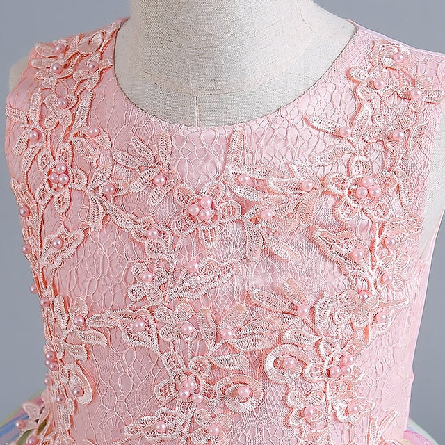 Dress Girl Flower Girls' Party Floral Sleeveless Kids