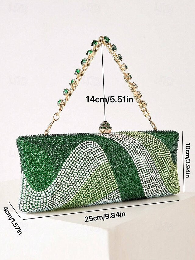 Chain Clutch Evening Crystal Bag Strap with Women's