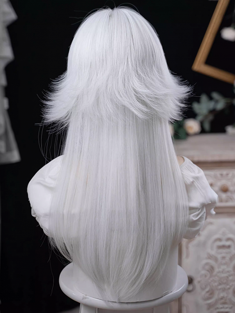 Full White Wig With Bangs Length 64CM
