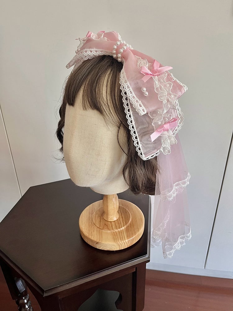 KC Black Veil with / Bowknot Pink