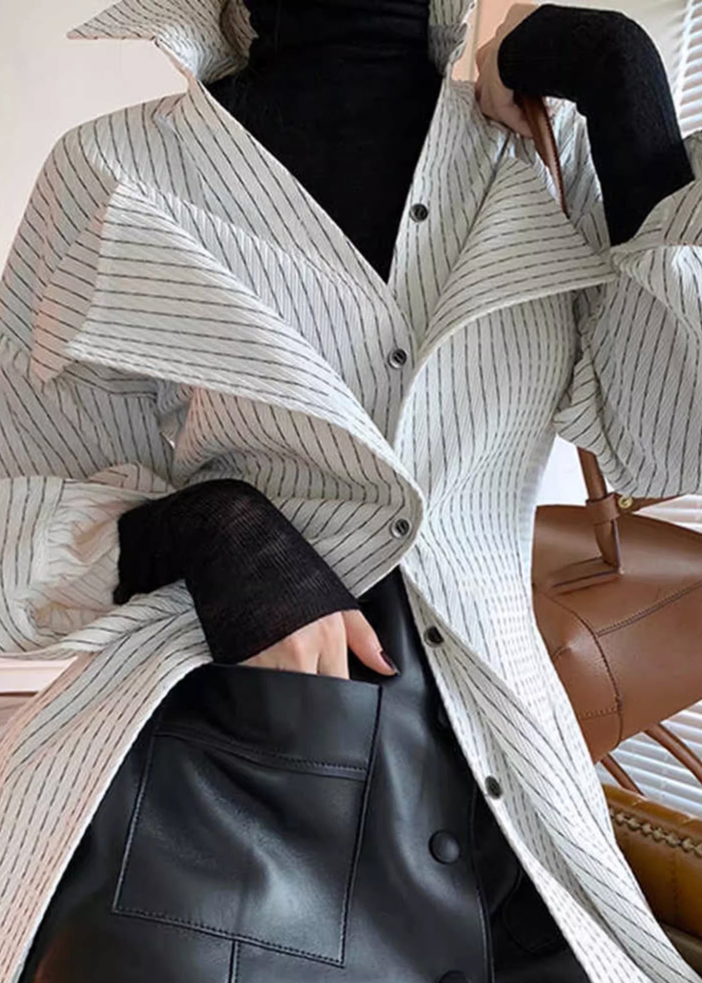 Shirt Button Striped Original White Cotton Spring Design Art