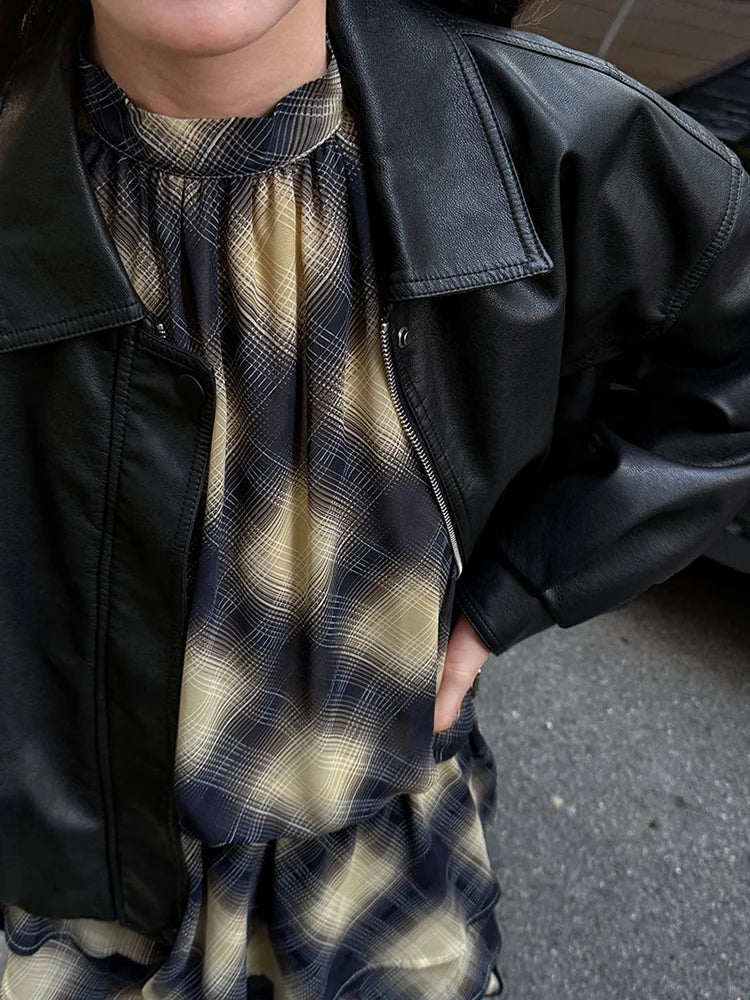 Khaki Top Plaid Asymmetric Halter Sleeveless Neck Uniaue High-Low