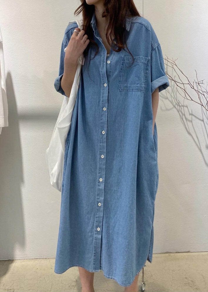 Denim Boho Blue Summer Oversized Holiday Dress