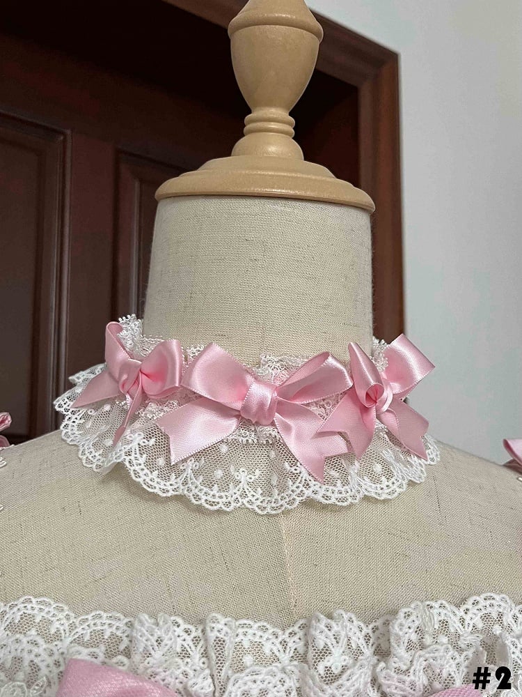 White Bows Choker Pink Decorated