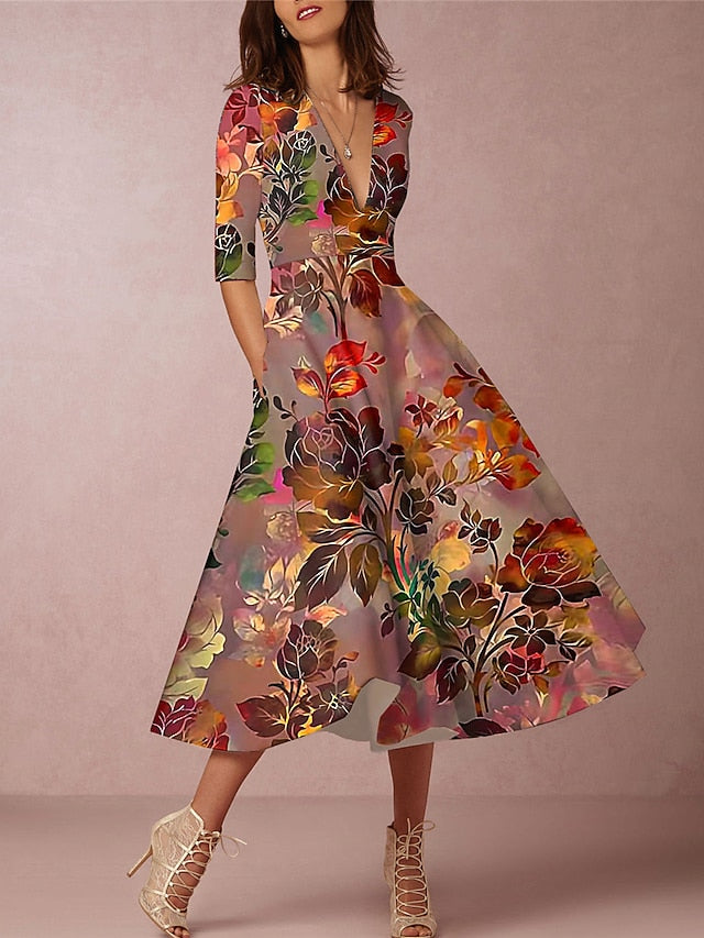 Women's Midi Dress Party Dress Cocktail Dress Wedding Guest