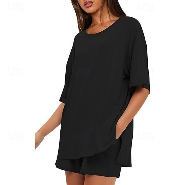Women's Two Piece Sets Shorts Sets Short Sleeve Round Neck