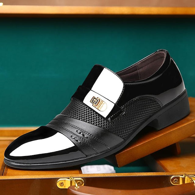 – Men's Patent Leather Formal Loafers Slip-On Faux