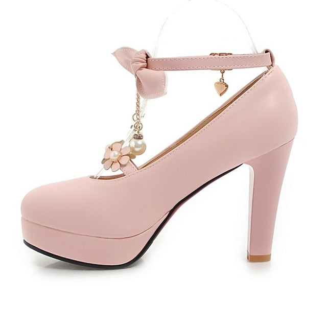 White Wedding Heels Elegant â€?Platform Jane Mary Girls'