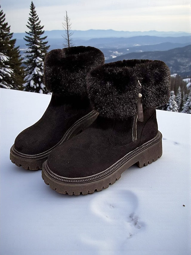 Women's Faux Fur Lined Winter Boots - Stylish and Warm