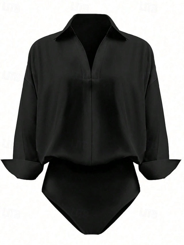 Women's Shirt Blouse Plain Stylish Basic Casual Long Sleeve