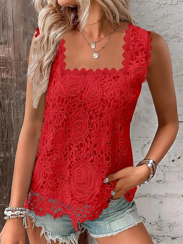 Women's Lace Tops Lace Patchwork Plain Elegant Fashion