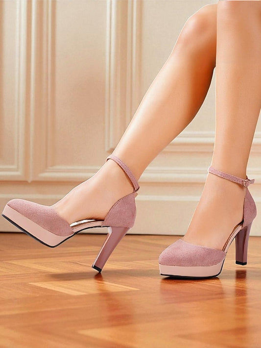 Heel High Suede Platform Women's Ankle Burgundy 1950s Strap