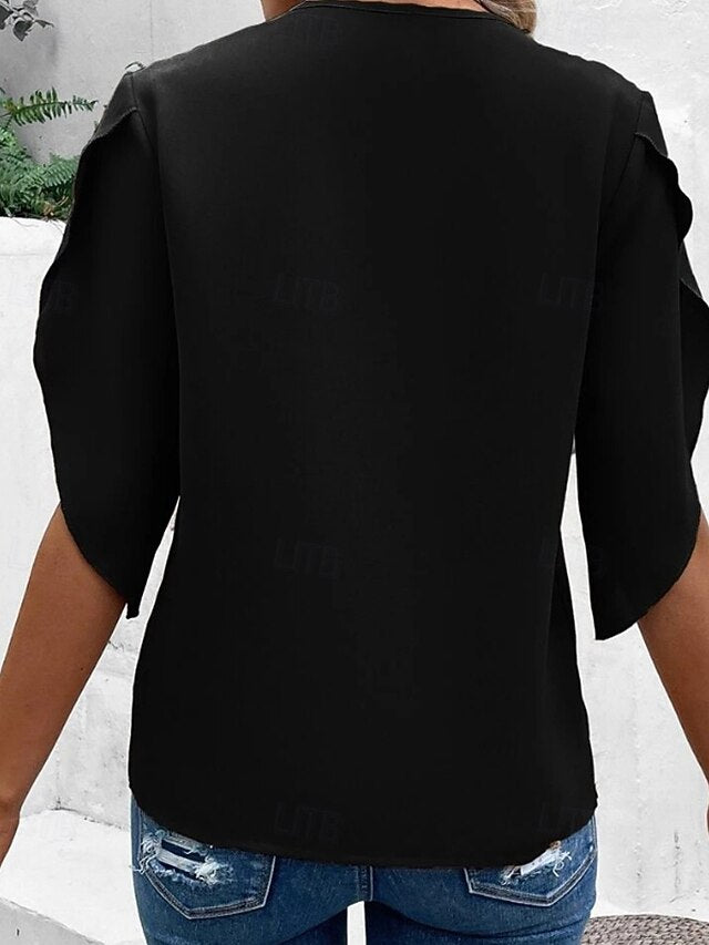 Women's Blouse Print Plain Active Casual 3/4 Length Sleeve
