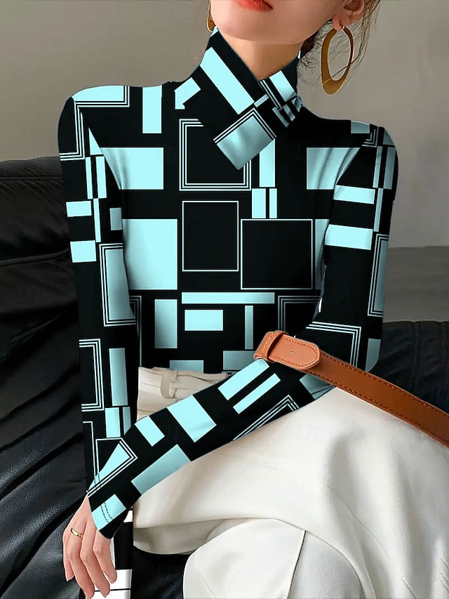 Women's T Shirt Print Tiered Graphic Geometric Elegant