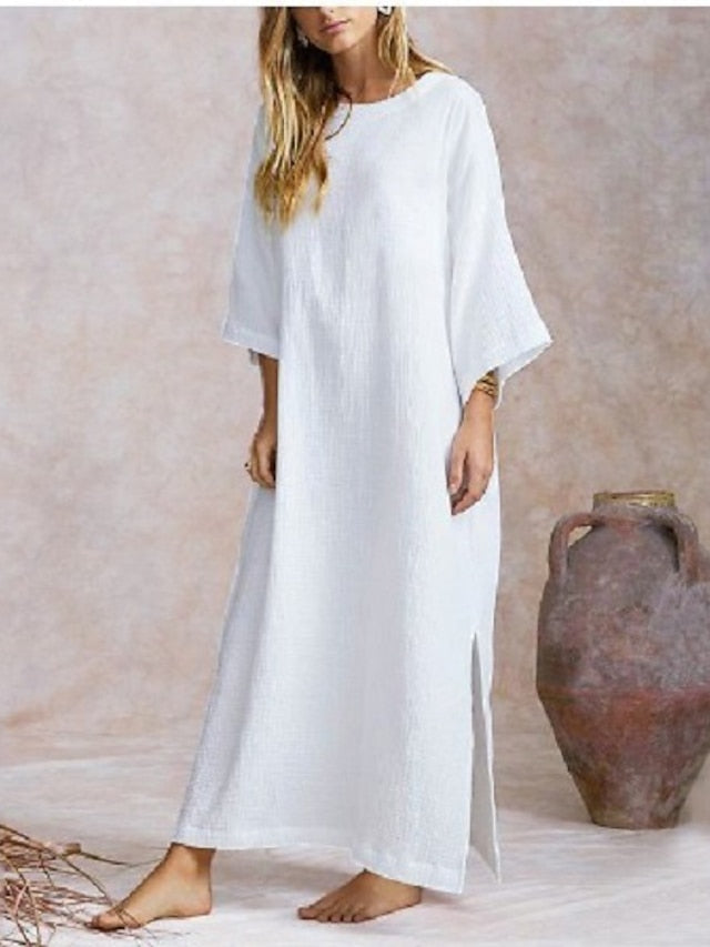 Women's White khaki Spring Fall Autumn Maxi Dress White