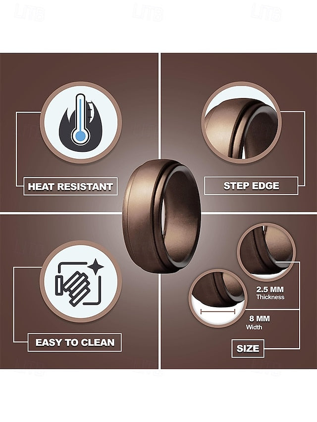 Durable Matte for – Ring Silicone Black Comfortable Men