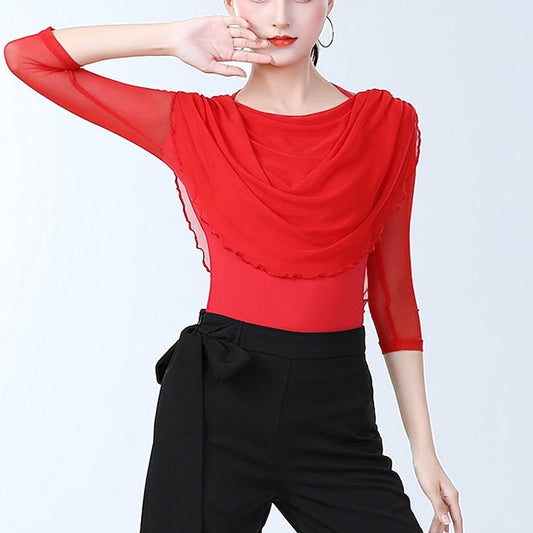Latin Dance Activewear Top Pure Color Splicing Women's