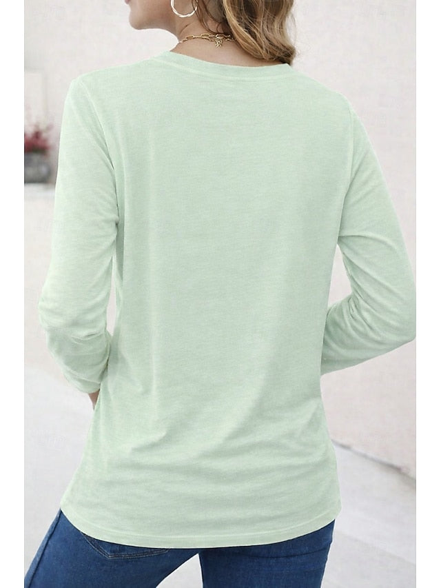 Women's T Shirt 100% Cotton Solid Color Basic Classic
