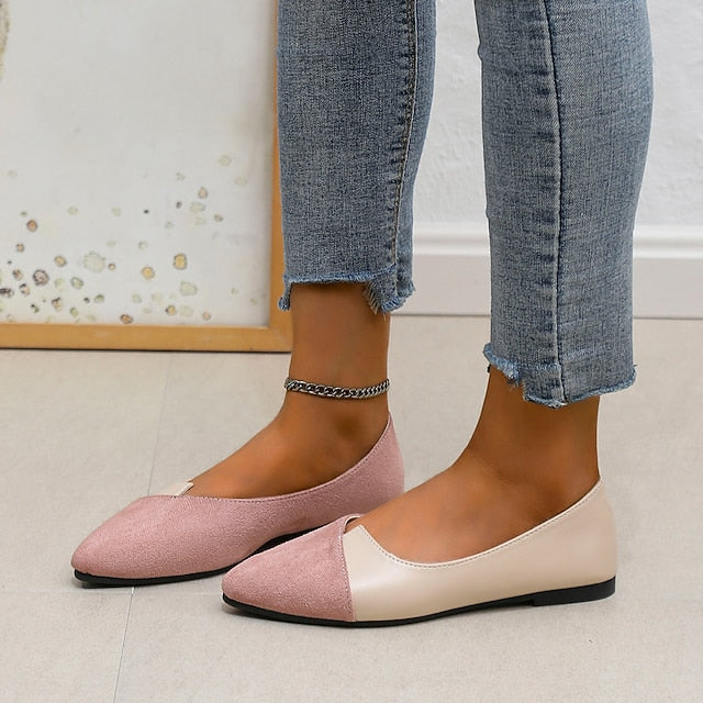 Two-Tone Pointed Women's Toe Elegant – Slip-On Flats