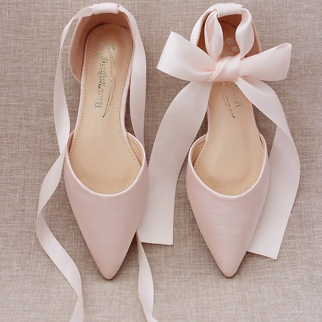 Women's Ballet – Tie Ribbon Flats Comfortable Satin
