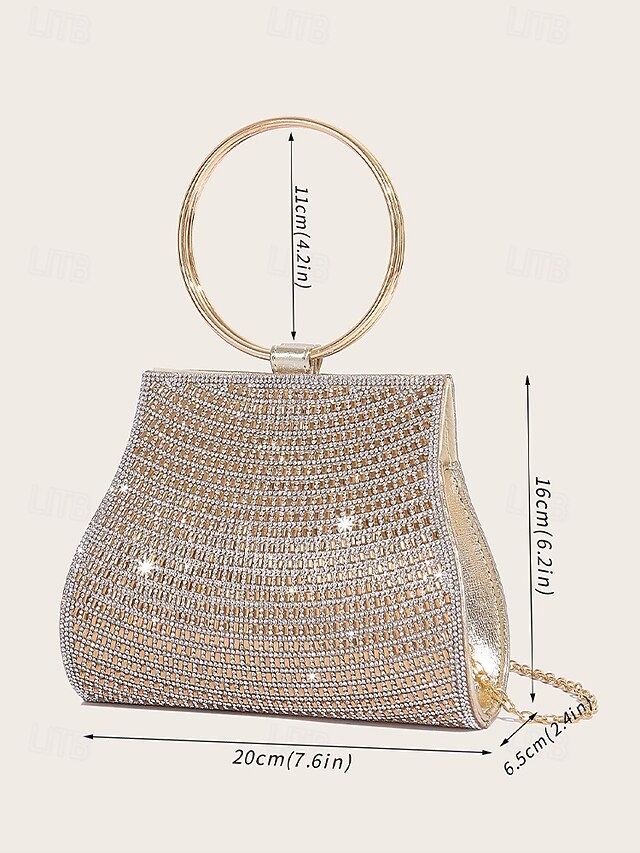 with Gold Crystal Handle Evening Clutch Ring Elegant –