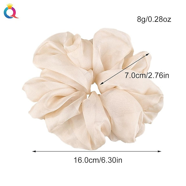 Chiffon Hair Rope Hair Ring Love Heart Printing Satin Fabric