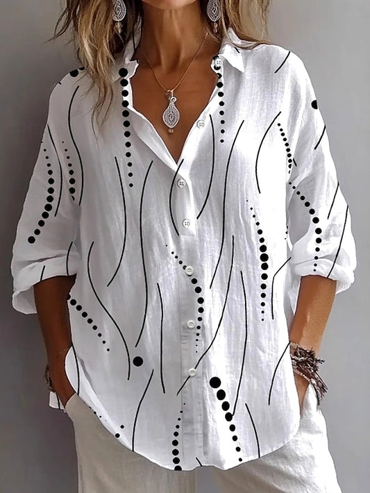 Women's Shirt Linen Like Breathable Lightweight Button Down