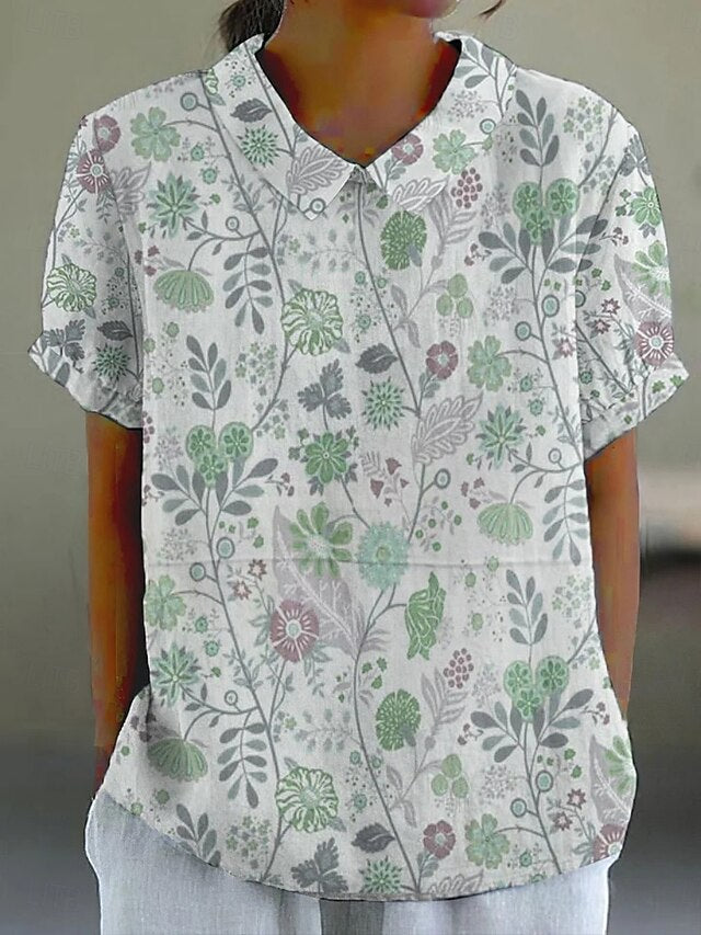 Women's Shirt Buttons Print Floral Daily Casual Short