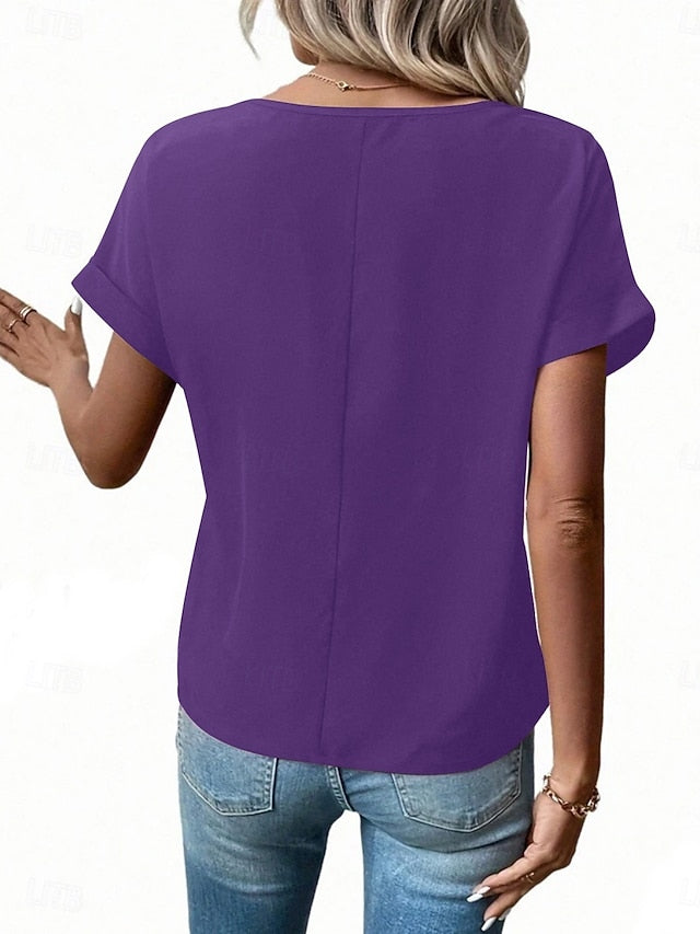 Women's T Shirt Tee Top Zipper Plain Fashion Stylish