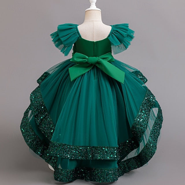 Kids Sequin Girls' Party Special Dress Sleeveless Wedding