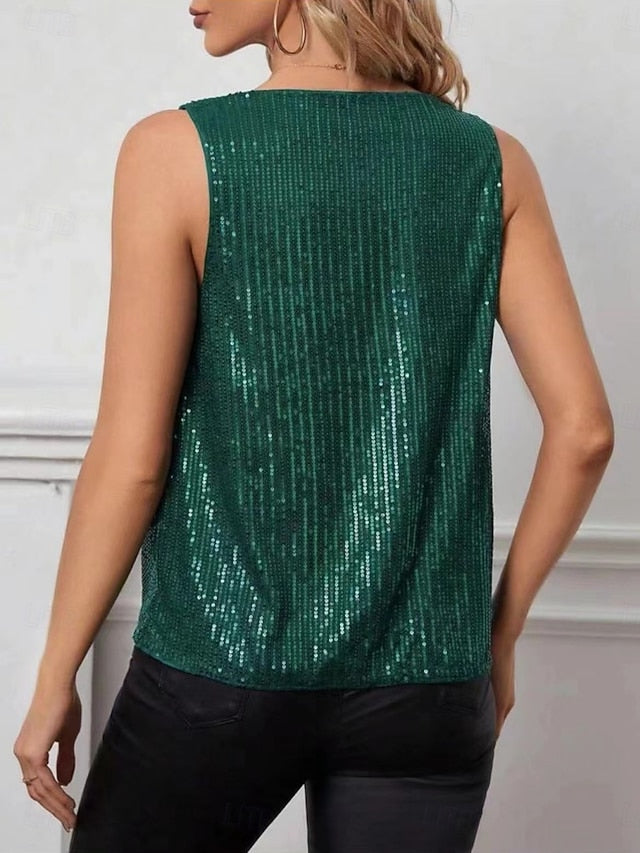 Women's Tank Top Sequins Plain Elegant Fashion Modern