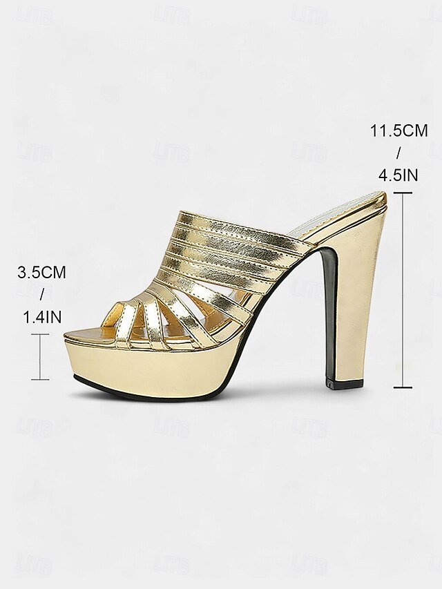 Mule Heels Strappy Open-Toe Platform - Women's White