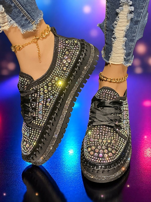 Accents Sneakers Rhinestone Silver with Women's Sparkling