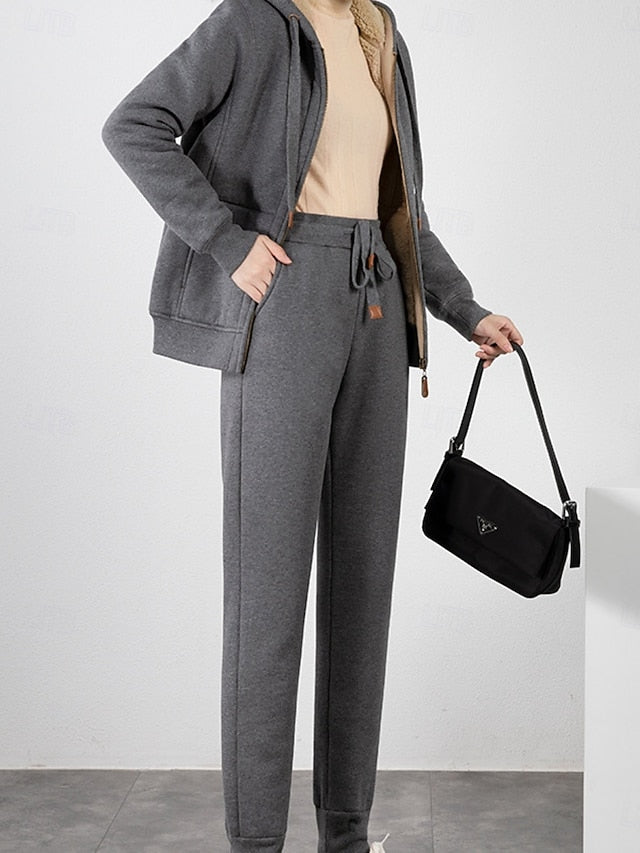 Women's Hoodie Pants Sets Bolero Top Long Sleeve Hooded