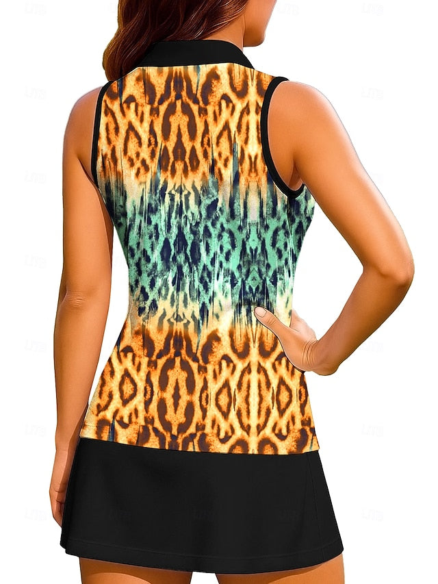 Women's Animal Leopard Color Block Gradient Workout Tank