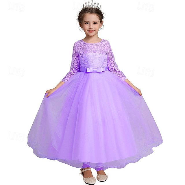 Flower Wedding Dress Girls' Half Sleeve Kids Girl