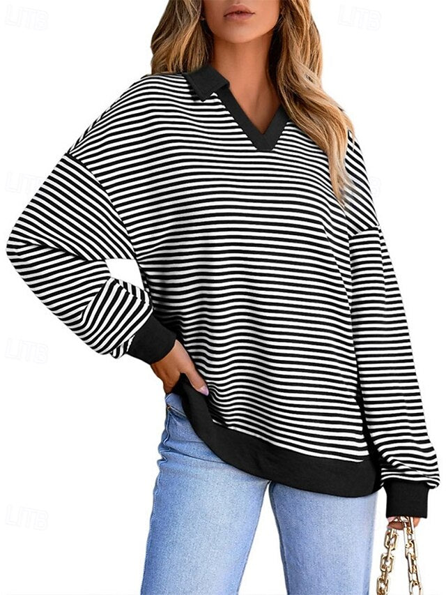 Women's T Shirt Tee Top Striped Fashion Stylish Classic