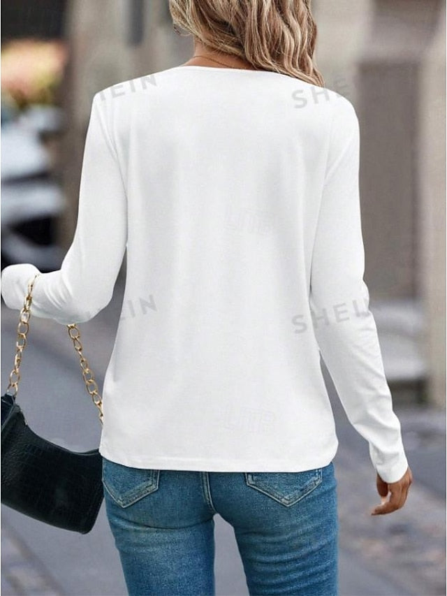 Women's 100% Cotton Tunic T Shirt Fashion Casual Print Long