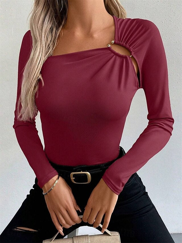 Women's Blouse Patchwork Solid Color Elegant Daily Stylish